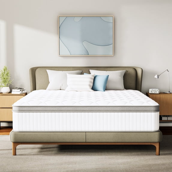 ETONEX 10 Inch Cal King Size Mattress Cooling Gel Memory Foam and Pocket Spring Hybrid Mattress in a Box Plush Feel CertiPUR-US Certified Foam (California King, 10in)