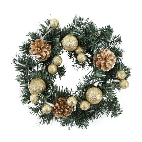ETOSHOPY Christmas Wreath With Battery Powered LED Light String Front Door Hanging Garland Holiday Festival Home Decoration