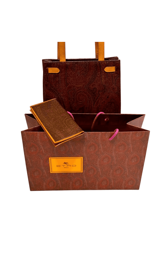 Paisley Hand Bag Shoulder Bag 2way PVC Leather Wine Red Brown