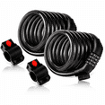 thumbnail image 1 of ETRONIC M6 2-Pack Bike Cable Lock, 6 ft Resettable Combination Bicycle Lock with Mounting Bracket, Black, 1 of 14