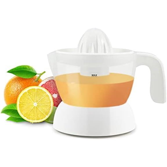 ETS-411 BPA-Free 30-Watt Electric Citrus Juicer Extractor: Compact Large Volume Pulp Control Oranges, Lemons, Limes, Grapefruits with Easy Pour Spout, 16 oz, White