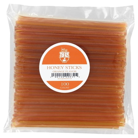 English Tea Store Honey Sticks | All-Natural Honeystix With Gluten-Free Grade A Honey | Mini Honey Stick For Tea, Cake Pops Or Snacks | Portable Sweet Treat | Orange Flavored Honey Sticks - 100 Count