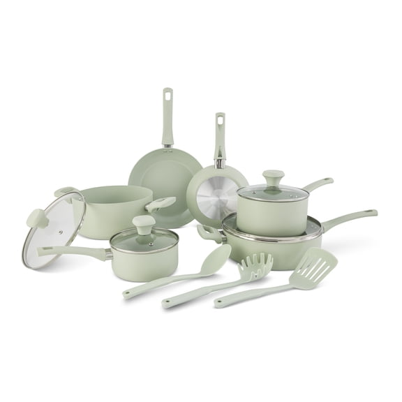 Elements by Thyme & Table 13-Piece Ceramic Non-Stick Cookware Set - Green