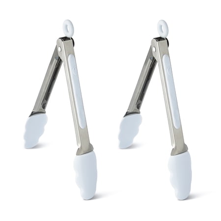 Elements by Thyme & Table Set of 2 Mini Silicone Locking Tongs - Light Blue