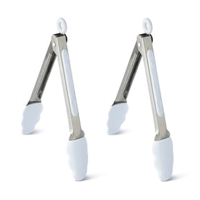 Elements by Thyme & Table Set of 2 Mini Silicone Locking Tongs - Light Blue