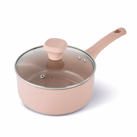 Elements by Thyme & Table 2 QT Ceramic Non-Stick Saucepan - Dusty Rose