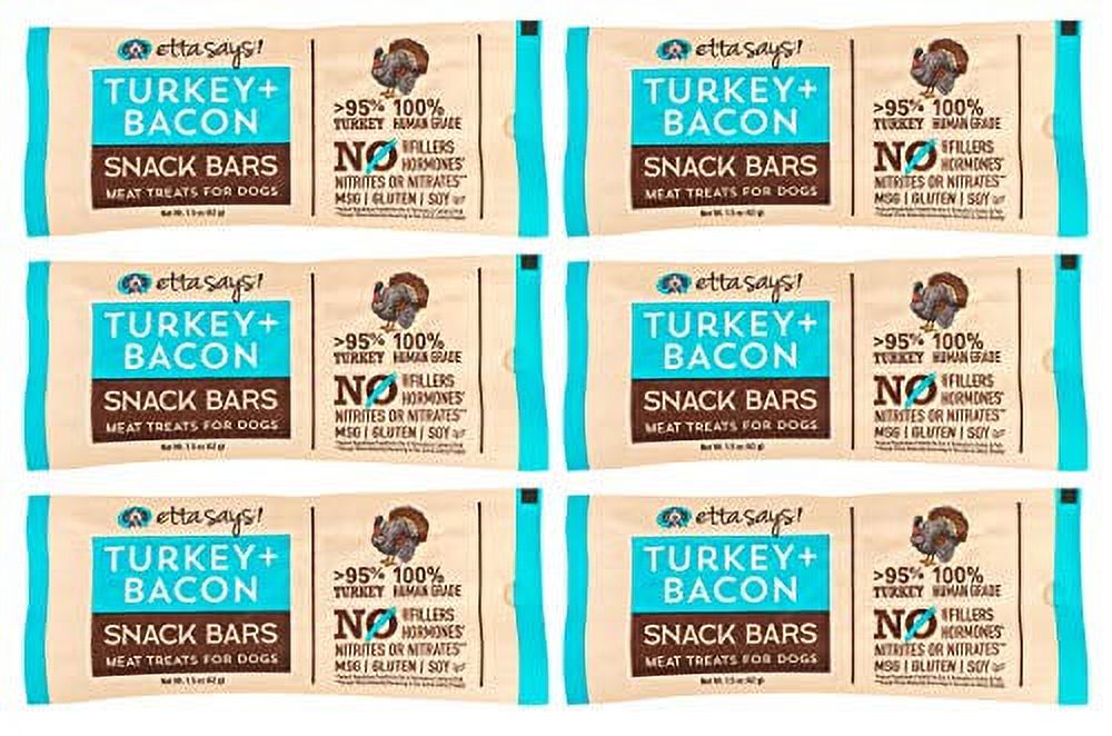 ETTA SAYS! Turkey + Bacon Meat Treats for Dogs Pack of 6 Made in