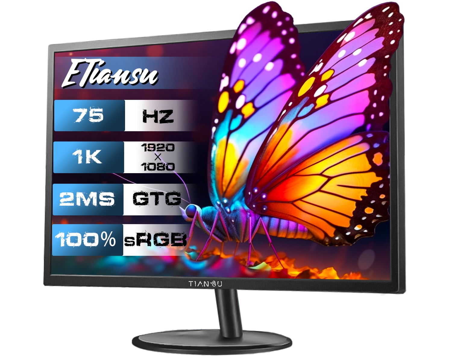 ETiansu 22-Inch FHD (1920x1080) Computer Monitor, 75Hz IPS Display with ...