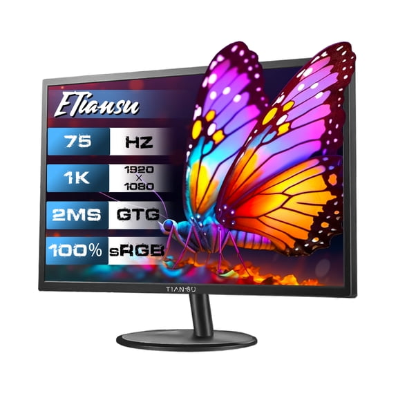 ETiansu 22-Inch FHD (1920x1080) Computer Monitor, 75Hz IPS Display with AMD FreeSync, 99% sRGB & 90% DCI-P3, HDMI 2.0 & VGA, VESA Mountable, Gaming and Office Monitor