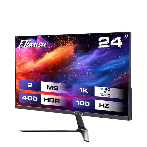 ETiansu 24'' FHD 1080p 100Hz Gaming Monitor, IPS 100% sRGB 90% DCI-P3 AMD FreeSync Computer Monitor, HDMI 2.0 VGA VESA Eye Saver Mode for Home Office & Game
