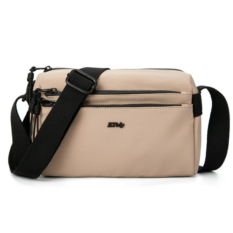 ETidy Nylon Crossbody Bag For Women Waterproof Lightweight Casual Shoulder  Bookbag Purse Hobo Bag（Beige） 
