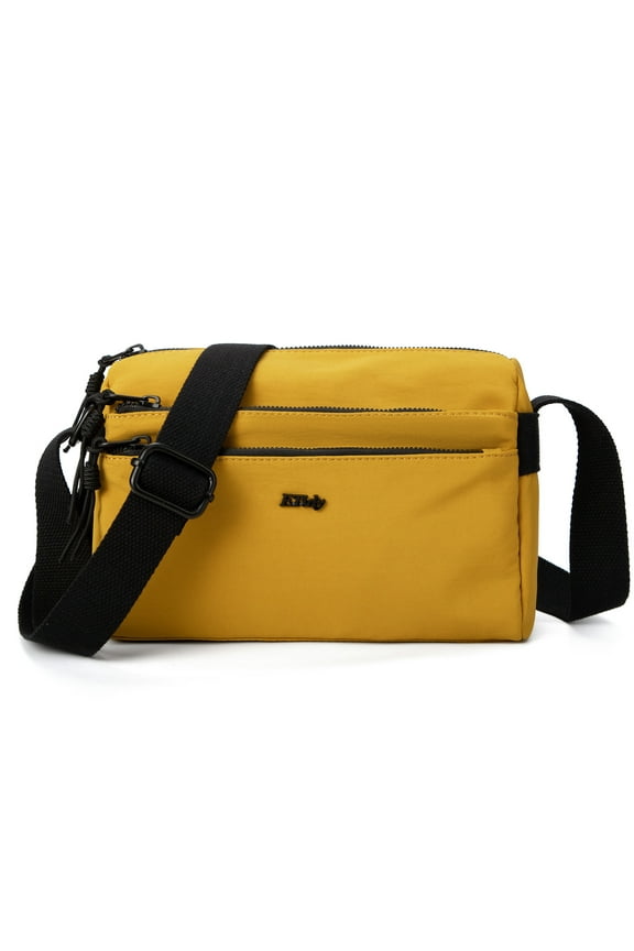 Nylon Crossbody Bag For Women Waterproof Lightweight Casual Shoulder Bookbag Purse Hobo (Yellow)