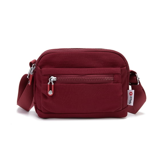 ETidy Nylon Small Womens Crossbody Bag Casual Shoulder Handbag Mini Purse With Adjustable Strap( Burgundy)