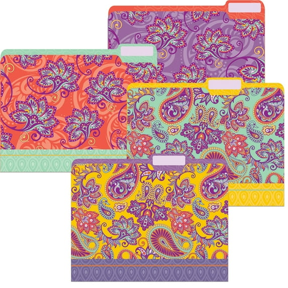 EU-866432 - Positively Paisley File Folders, Pack of 4 by Eureka