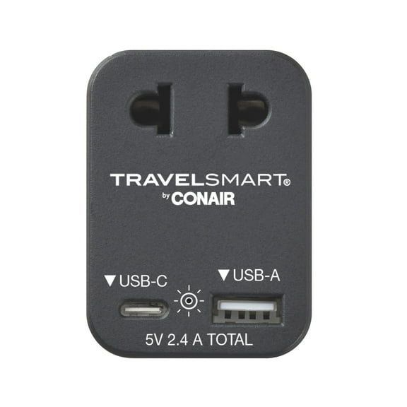 Travel Smart by Conair Adapter Type C Plug with USB Ports