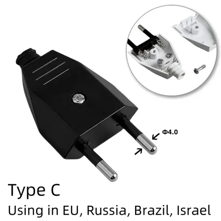 EU Plug Adapter 2.5A/16A Male Replacement Outlets Rewireable Schuko Electeical Socket Euro Connector For Power Extension Cable