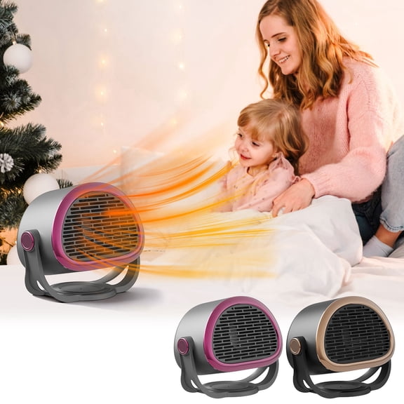 EU Plug Desktop Mini Heater - Vertical Quick-Heating Fan with Adjustable Thermostat, Compact Quiet Energy-Efficient Warmer, Safe Overheat Protection for Home, Office & Small Spaces, Gold