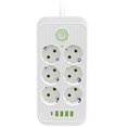 EU Plug Power Strip 2M Extension Cable Multiprise 6AC Outlets