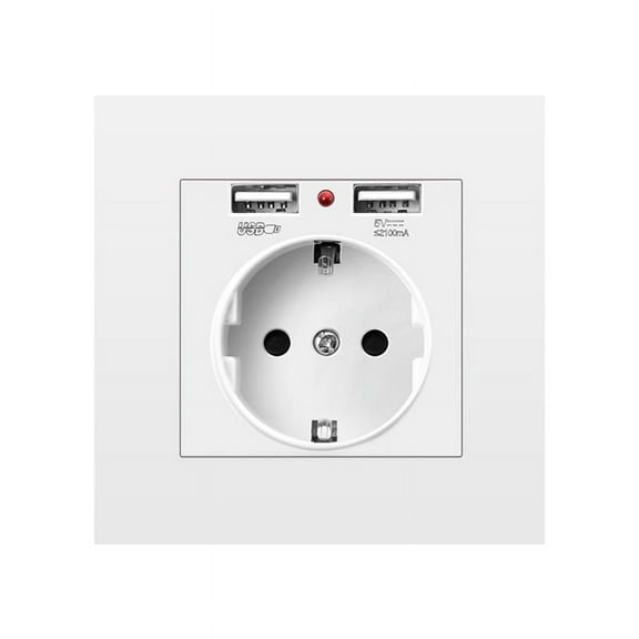 EU Standard Electrical Outlet with Dual USB 5V 2.1A Electrical Outlets 16A for Family Hotel Residence Wall Outlet