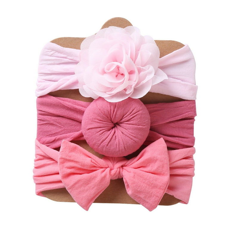 EUBUY 3PCS Elastic Baby Headbands Hair Bow Hairband for Baby Girls