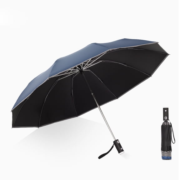 EUBUY Automatic Umbrella Led Night Light Umbrella Sun Umbrella Reverse Folding Uv Insulation Sun and Rain Protection Wind Resistant Durable Waterproof Outdoor Rainy and Sunny Days Navy Blue