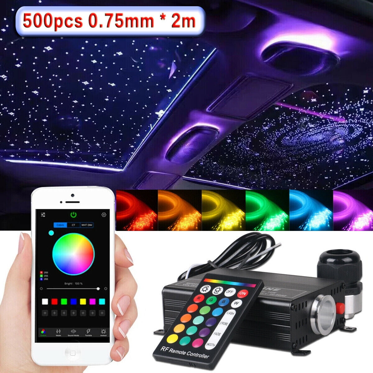 EUBUY Car Headliner Star Light Kit 500pc Fiber Optic Roof Ceiling