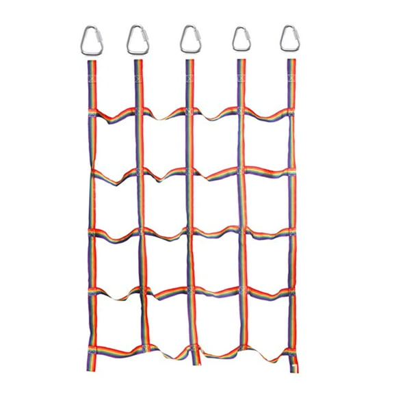 EUBUY Climbing Net Outdoor Sports Kids Toys Physical Training with 5 Triangular Hooks for Backyard Garden Colorful