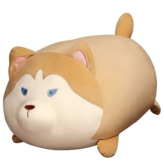 EUBUY Cute Husky Throw Pillow Plush Cushions Animal Plush Stuffed Doll for Children Boys Girls Type 2 Brown 50CM