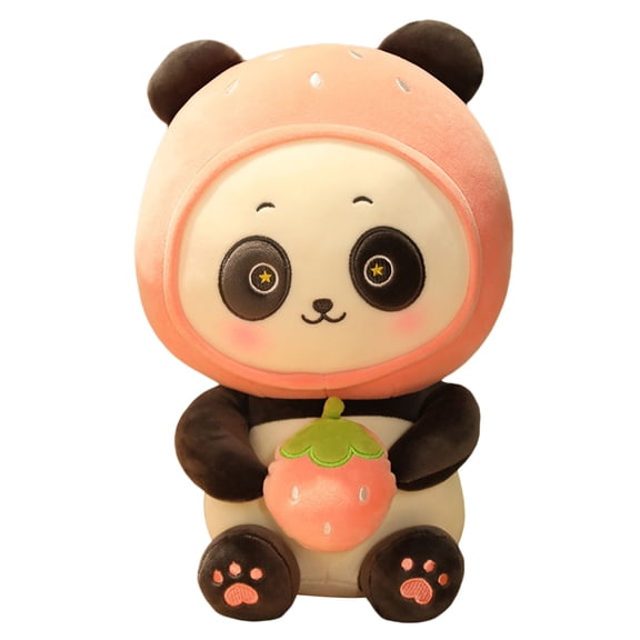 EUBUY Fruit Panda Pillow Plush Toy Cartoon Animal Doll Simulation Panda Home Girl Gift Pink 23cm