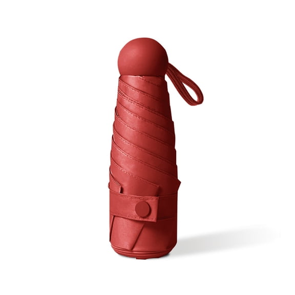 EUBUY Hand Operated Umbrella Small Pocket Capsule Barometer Outdoor Folding Umbrella for Sun and UV Protection for Makeup Bag Briefcase Suitcase Backpack Claret