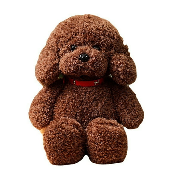 EUBUY Teddy Dog Doll Plush Toy Simulation Dog Toy Children Kids Curly Haired Dog Toy Cute Animal Pet Teddy Dog Birthday Dark Brown 12.6"