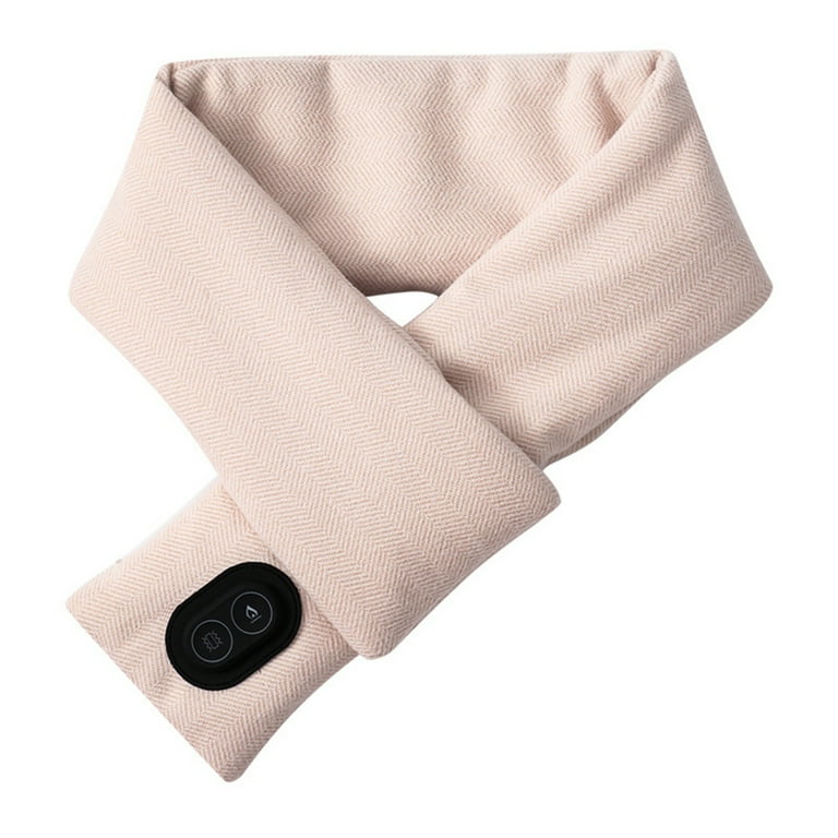 EUBUY Usb Heated Neck Warmer Massager Warm Scarf Electric Heated Scarf Gift  for Running Skiing Cycling Beige 