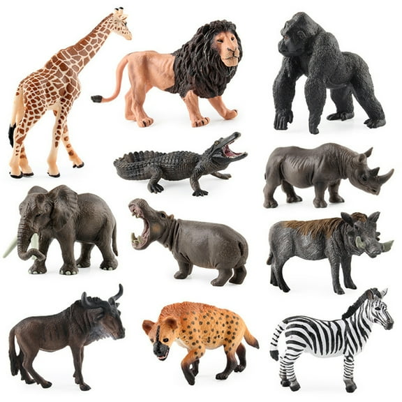 EUBUY Wild African Forest Animals Figures Model Set High Simulation Miniature Animals Educational Learning Toys Figure 11Pcs Plastic Animals Playset with Storage Box