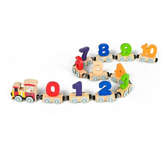 EUBUY Wooden Train Children Early Education Numeric Alphabet Cognition Magnetic Train Toy for Boys Girls Christmas Birthday Gifts Birthday Party Favors Type 1
