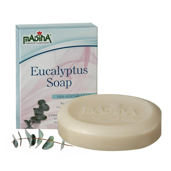 Madina Eucalyptus Soap Bars, Refreshing Cleansing Formula with Natural Oils, Invigorating Skincare, 3.5 oz Each, 6 Pack