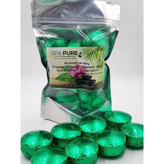 EUCALYPTUS SPEARMINT Aromatherapy Shower Bombs: 100% Natural/Organic Essential Oils - Transform Your Shower - Transform Your Mood (8 Count) Pack of 1