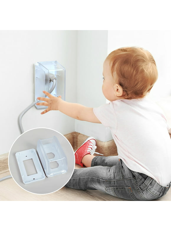 EUDEMON 1 Pack Baby Safety Electrical Outlet Cover Box Childproof Large Plug Cover for Babyproofing Outlets Easy to Install & Use (Transparent)
