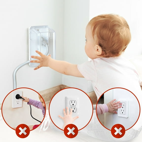 EUDEMON 1 Pack Baby Safety Electrical Outlet Cover Box Childproof Large Plug Cover for Babyproofing Outlets Easy to Install & Use (Transparent)