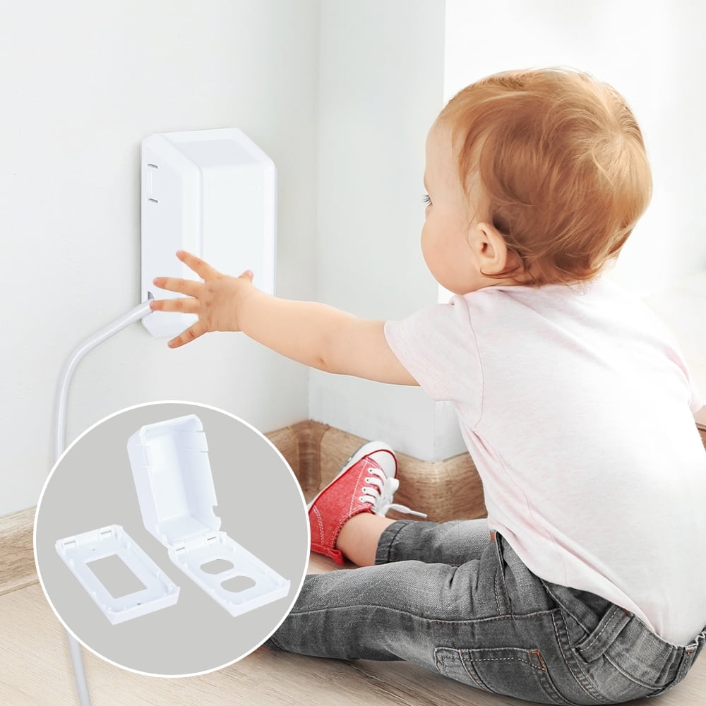 EUDEMON 1 Pack Baby Safety Electrical Outlet Cover Box Childproof Large Plug Cover for Babyproofing Outlets Easy to Install & Use (White)