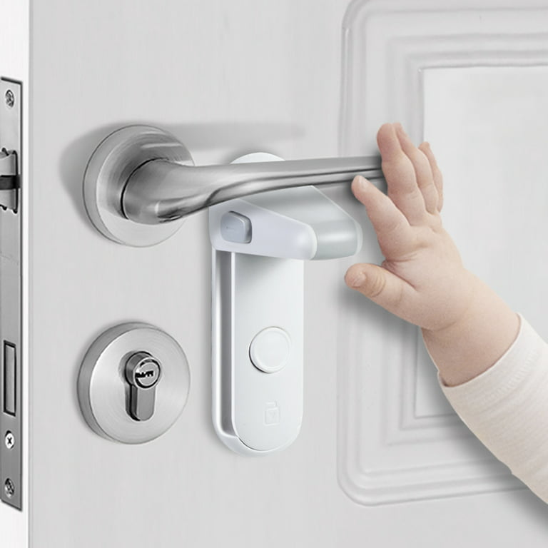 WWW Door Lever Baby Safety Lock Baby Proofing Door Locks for Kids Safety, 2  Pack Improved Childproof Door Lever Lock, 3M Adhesive No Drilling Child