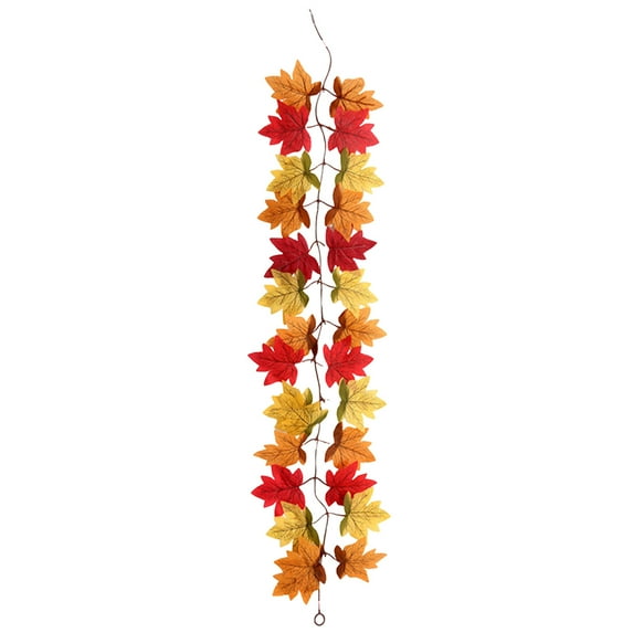 EUDIDV 3.3Ft Maple Leaf Garland - Thanksgiving and Halloween Decor, Artificial Realistic Fall Foliage Hanging Vine for Indoor/Outdoor Party, Wedding/Fireplace Decoration with Hanging Hook