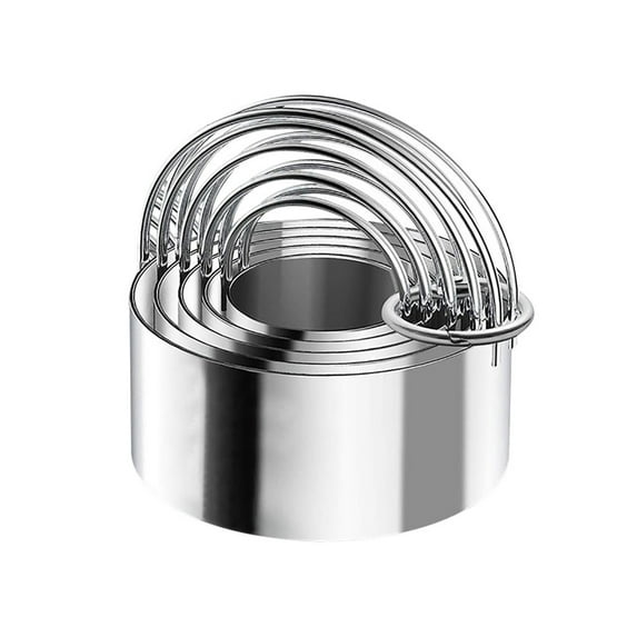 EUDIDV Baking Biscuit Molds 5 Pcs Cookies Cutter with Handle Stainless Steel Round Circle Cutter Baking Biscuit Mold Shape