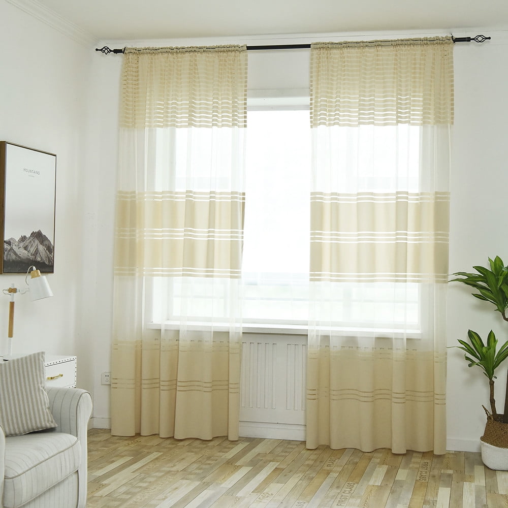 EUDIDV Blackout Curtains Leaves Sheer Curtain Window Voile Drape