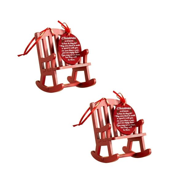 EUDIDV Christmas Decorations A setting 2PCS Christmas Wooden Crafts Small Rocking Chair-Christmas In Paradises Souvenir Decoration Set Chair + Tag