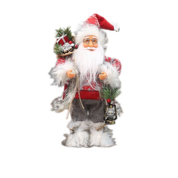 EUDIDV Christmas Decorations Festival decorations 12 Inch Tall New Standing Red Brown Clothes White Beard Santa Claus Back Gift Bag Christmas Home Scene Decoration Ornament