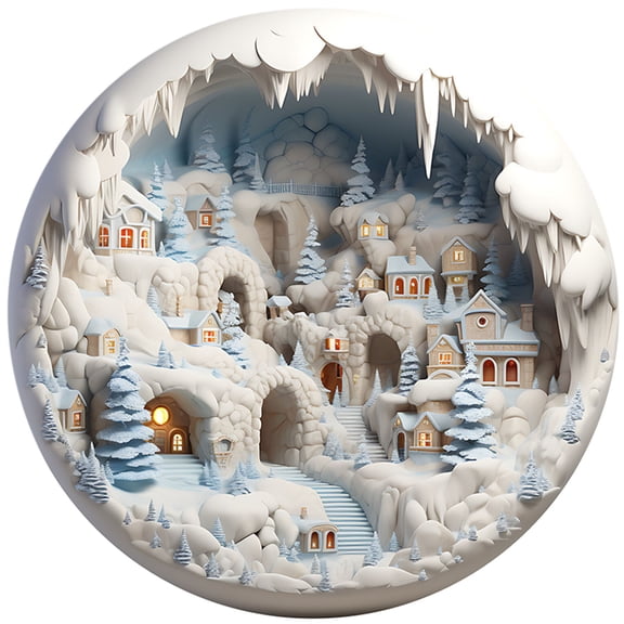 EUDIDV Christmas Decorations Hang one hat Round Acrylic Christmas Decorations Reindeer Hanging Sign Festive Wall Decorations
