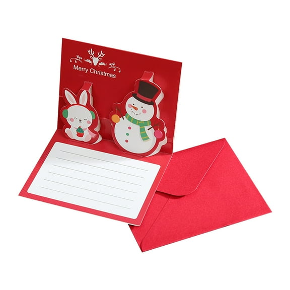 EUDIDV Christmas Ornaments Christmas Three Dimensional Greeting Card New Year Cute Message Card Blessing Christmas Card Postcard Xmas Tree Decor