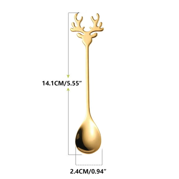 EUDIDV Christmas Products Christmas Spoons Christmas Gift Reindeer Spoon 304 Stainless Steel Coffee Spoon Mixing Spoon Dessert Ice Cream Spoon Festive Supplies