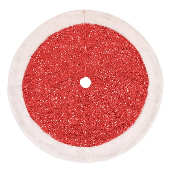 EUDIDV Christmas Products Christmas Tree Collars 36 Inch Sequin Tree Skirt Glitter Xmas Tree Ring Double-Layer Velvet Tree Skirt Collar Tree Base Cover For Christmas Halloween Party Festive Supplies