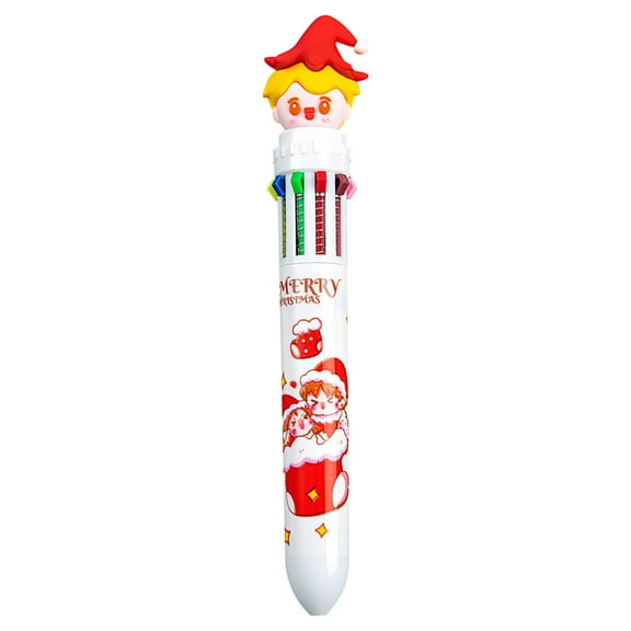 EUDIDV Christmas Products New Style Cute 10 Colors Christmas Press Ballpoint Pen, 1PC Cute Christmas Pen Class Stationery Prize Festive Supplies